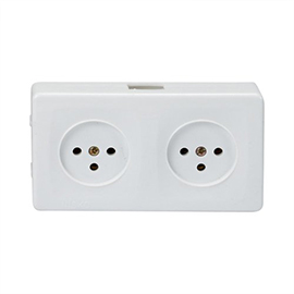 קופסת 2 שקעים לבנה על הטיח SUPER N קופסת 2 שקעים לבנה על הטיח SUPER N